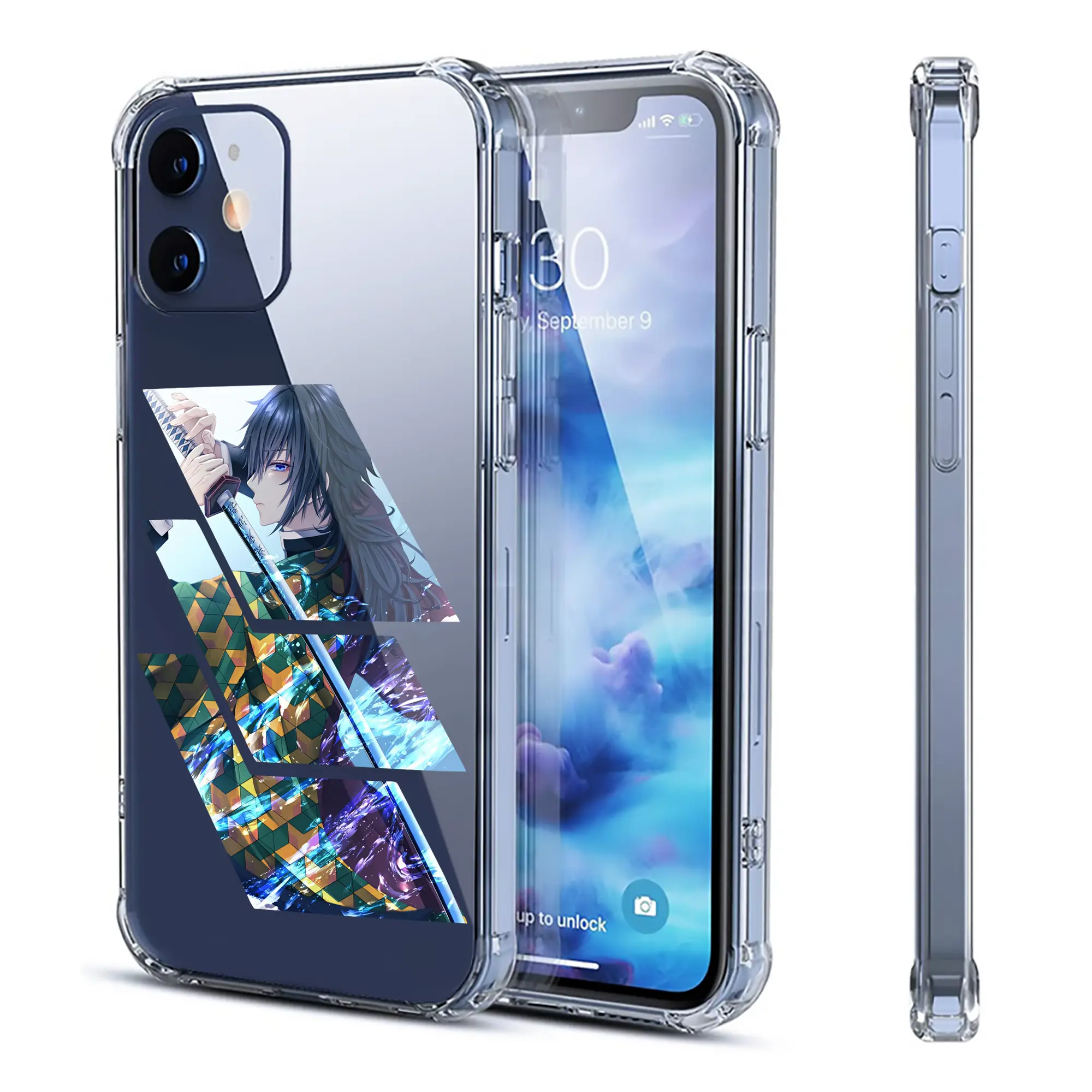 鬼滅の刃 グッズ,冨岡 義勇 - IPhone 12シリーズ対応 ・ 透明スマホケース ・ クリアソフトケース ・ TPU素材 ・ 耐衝撃 ・ 高密着 ・ 防汚 防指紋 ・ 簡単着脱